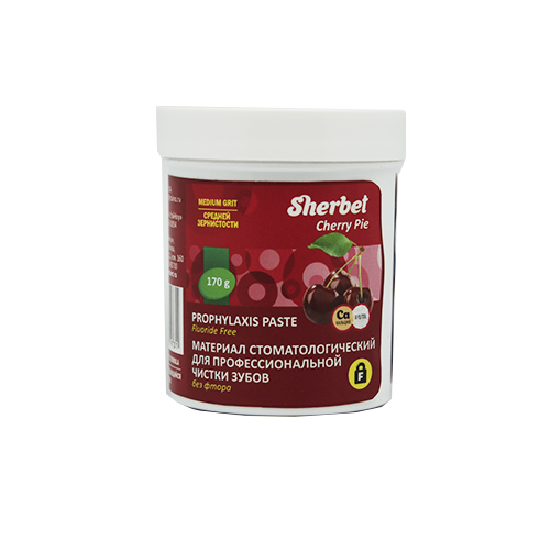 Sherbet Prophylaxis Paste, Cherry Pie Flavor, Fluoride-Free, medium grit, 170 gr., Jar