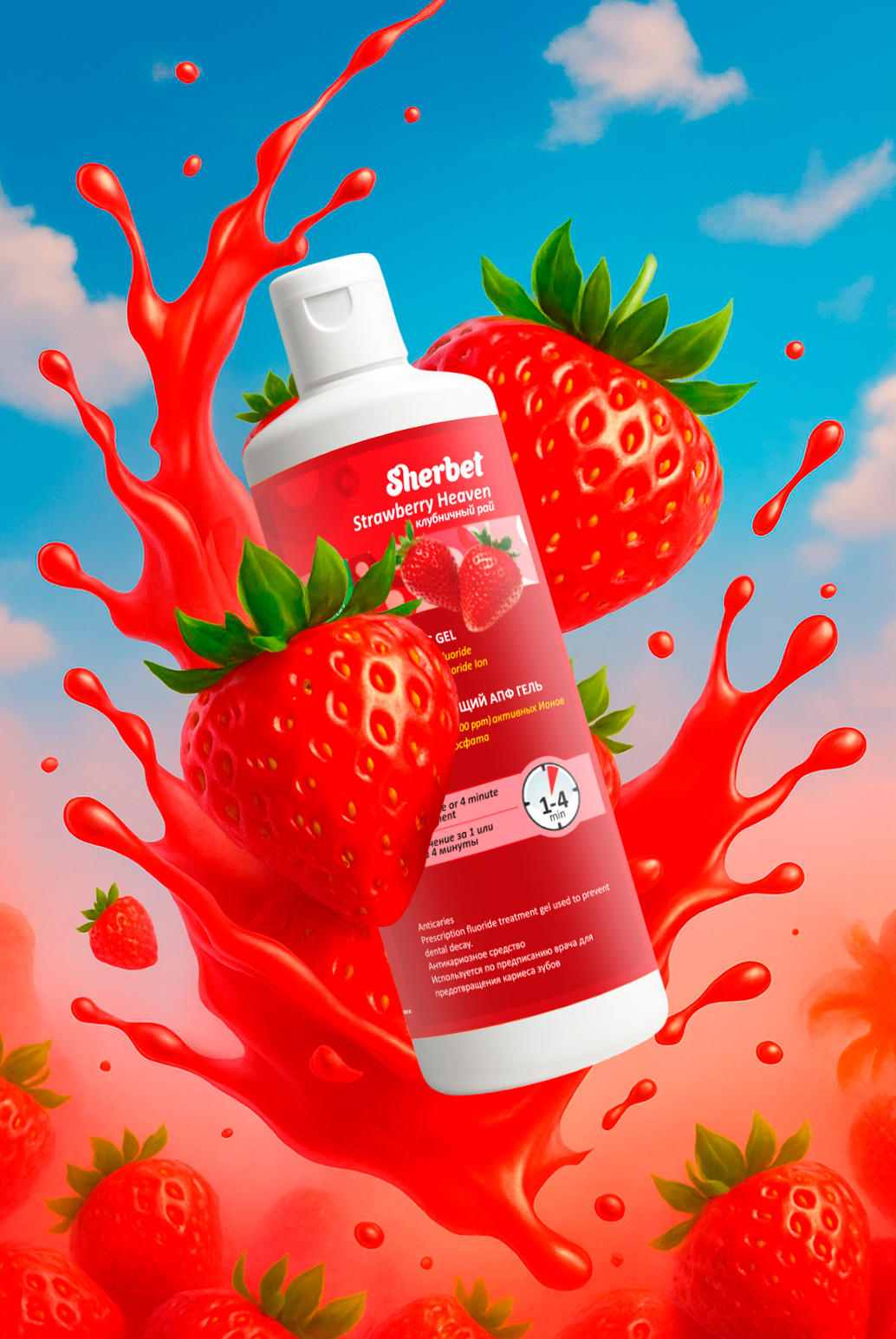 Sherbet Ph-Neutral Gel, Strawberry Heaven Flavor, 500 ml