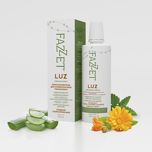 Mouthwash Fazzet Luz organic without fluoride for tonsillitis, 500 ml
