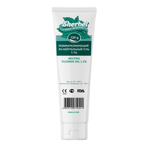 Sherbet Remineralizing Gel 1.1%, Menthol Mousse, 120 gr.