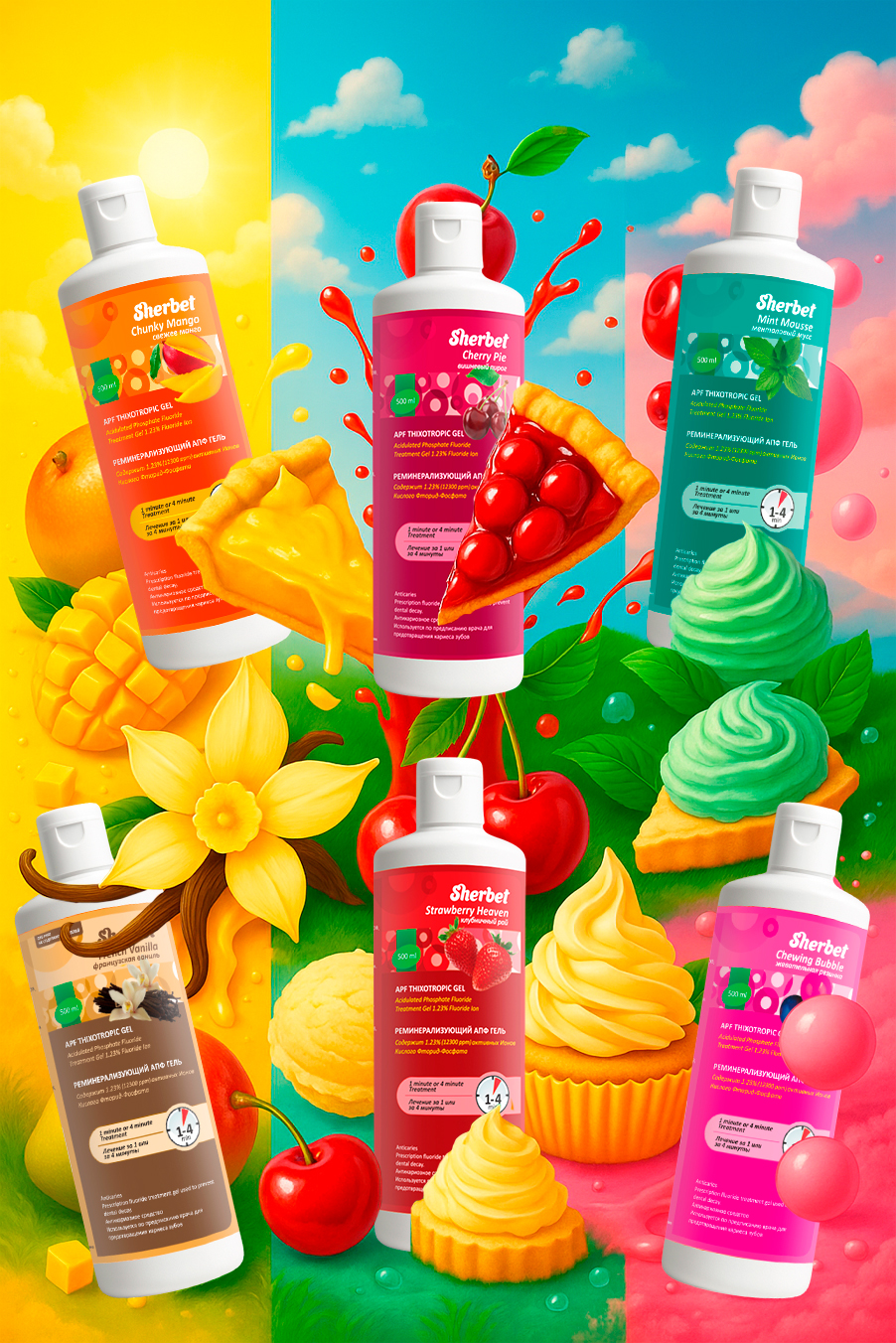 Sherbet Ph-Neutral Gel, Strawberry Heaven Flavor, 500 ml