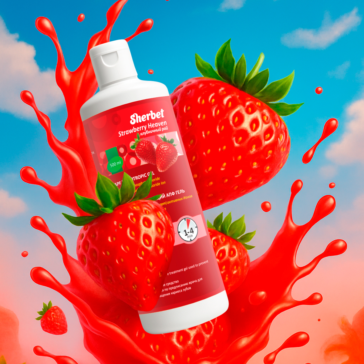 Sherbet Ph-Neutral Gel, Strawberry Heaven Flavor, 500 ml